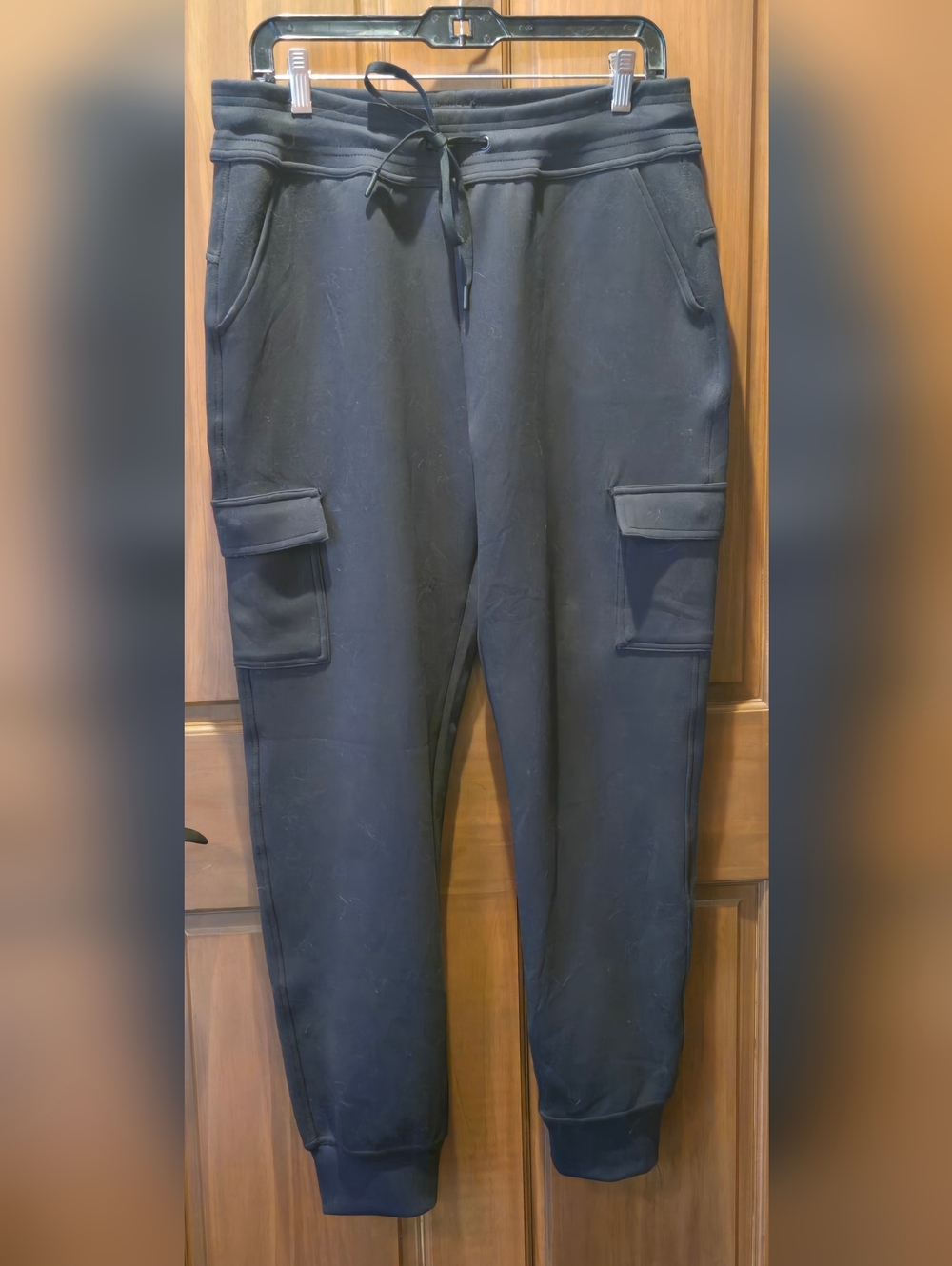 32 Degrees Black Cargo Jogger Sweatpants with Drawstring
